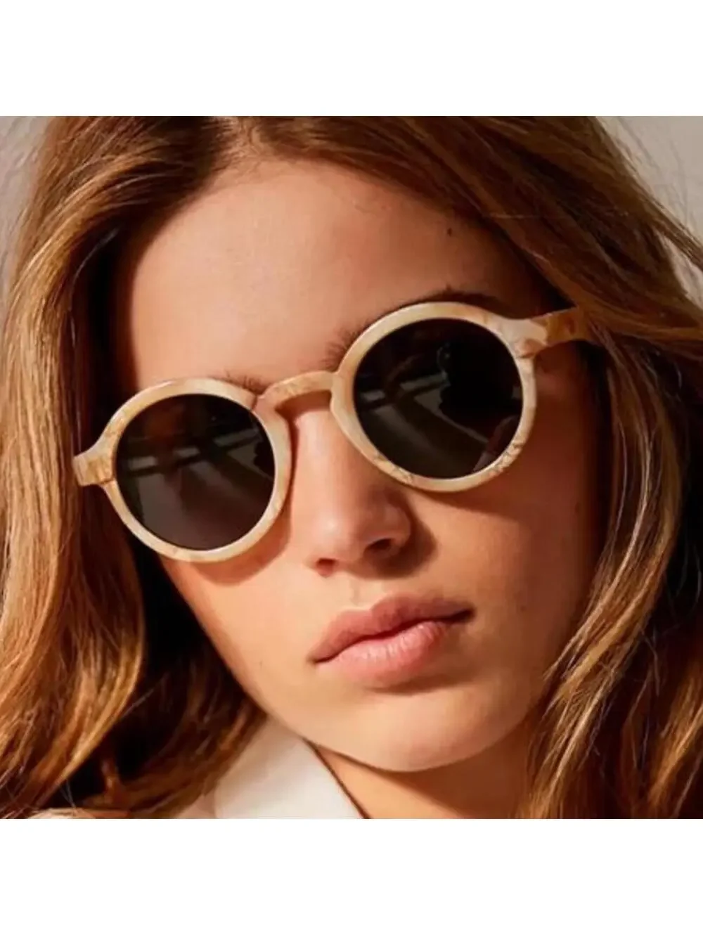 Mr. Boho Dalston Round Sunglasses Italy Cream Tortoise Marble Style Frame Retro - Picture 1 of 8